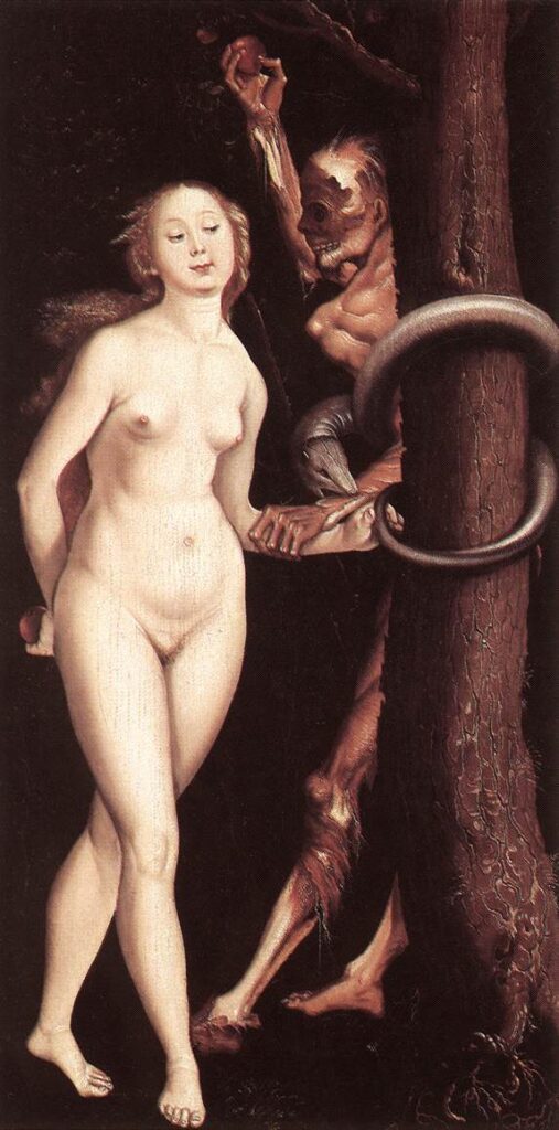 Hans Baldung Grien, Eve the Serpent and Death, ca. 1510–1515, oil on wood, National Gallery of Canada